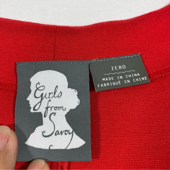 Anthropology Dress Women’s Small Mini sleeveless square neck Pockets Red Blue - Picture 10 of 11